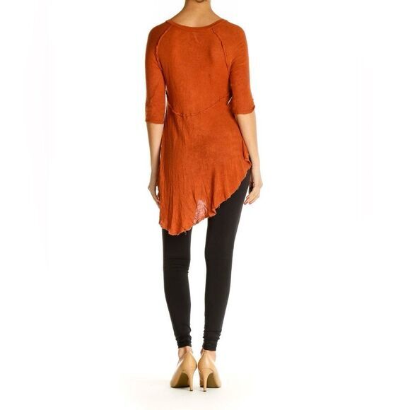 Intimately Free People Orange Solid All Day Wear Blouse size Medium - Picture 3 of 12